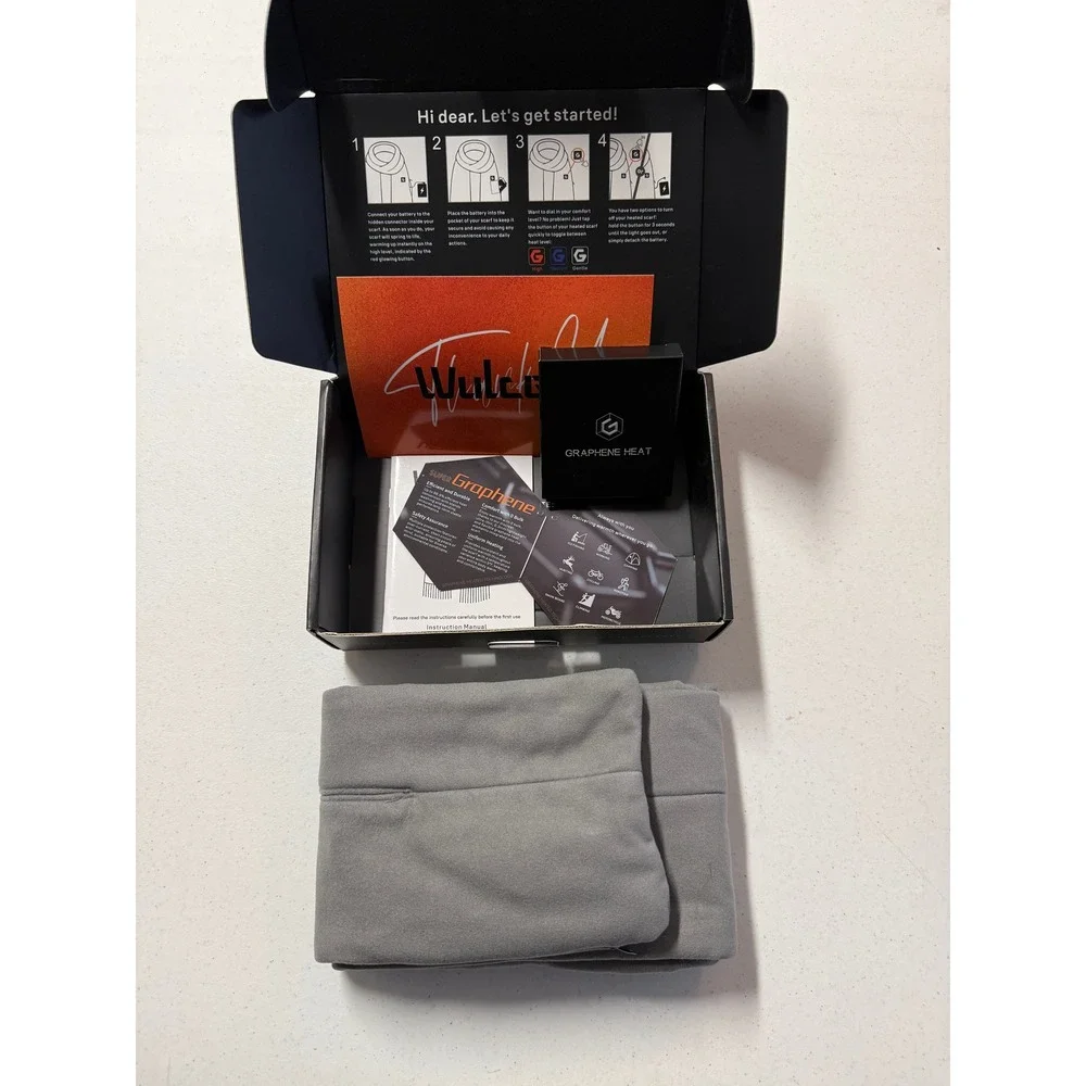 Wulcea Graphene Heated Scarf for Men Women includes 5V2A 6000mAh Battery NEW